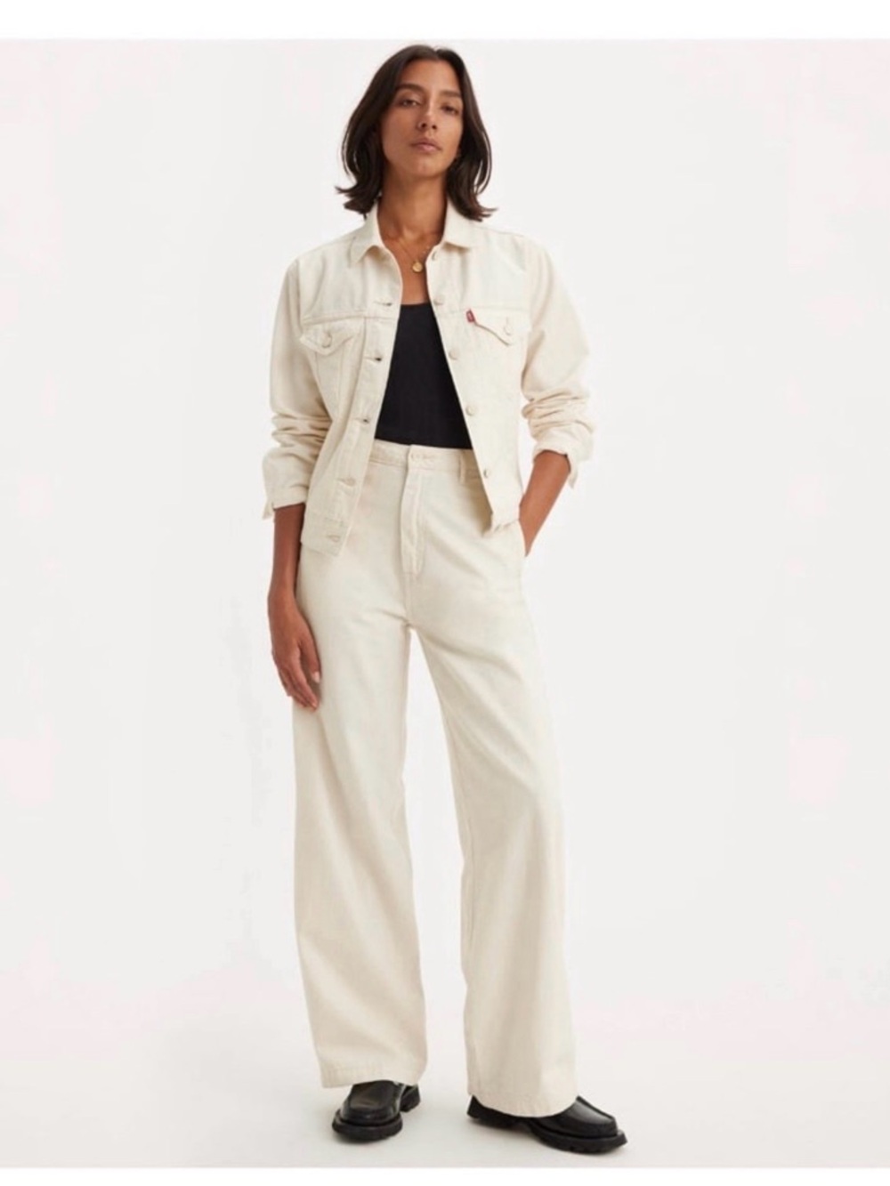 Levi’s Off White Wide Leg Structured Trouser Jeans 27x29